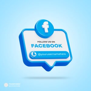 Follow us on facebook social media 3d render banner